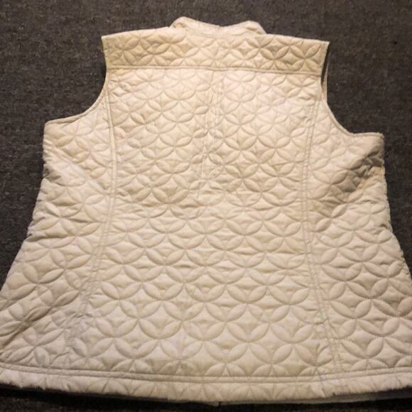 Eddie Bauer Brand Women's Medium Light Gray Quilted Zip Up Vest Diamond Pattern - Picture 5 of 5